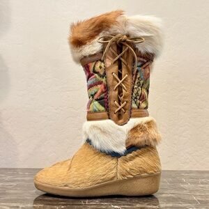 Tecnica Italian Skandia Apres Fur and Tapestry Ski Boots